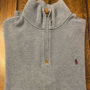Polo blue half zip cotton long sleeve sweater